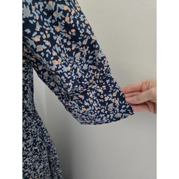 Mirth Vienna Cotton Floral Cottagecore Drawstring Lined Blue Maxi Dress Small S - Picture 10 of 14